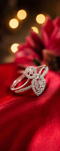 Silver Floral Zircon Statement Ring