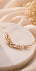Gold CZ Leaf & Oval Charm Bracelet