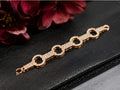 Gold CZ Circle Link Bar Bracelet
