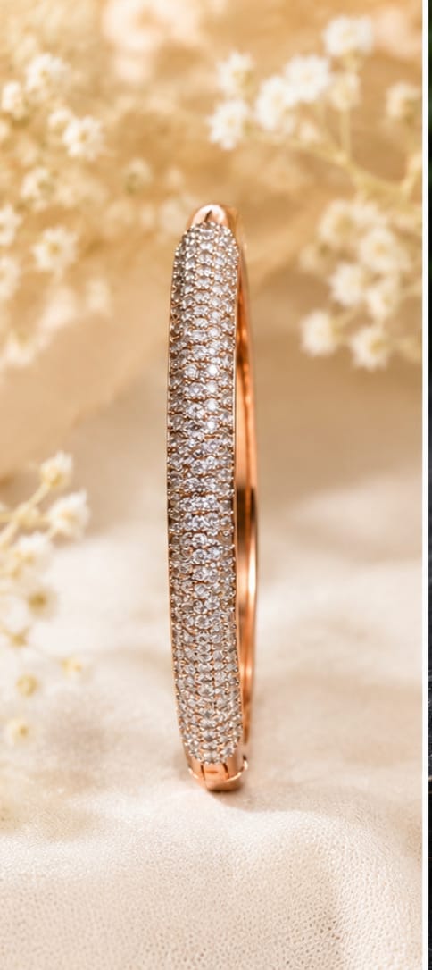 Rose Gold Zircon Stone Bangle