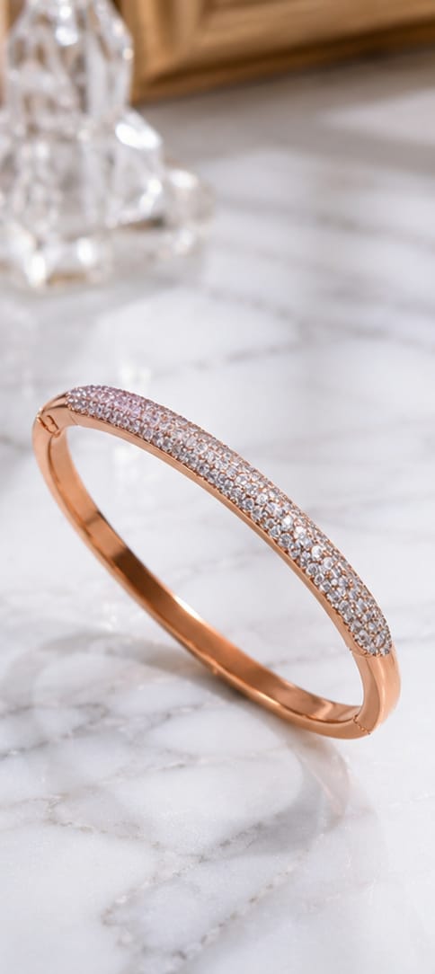 Rose Gold Zircon Stone Bangle