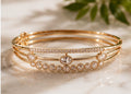 Gold Triple Layer Zircon Bangle Set