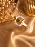 Gold CZ Circle Bar Cuff Bangle