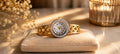 Gold CZ Bezel Ladies Bangle Watch