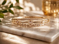 Gold Multi-Band CZ Bangle with Oval Stones