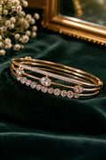 Gold Triple Band CZ Bangle