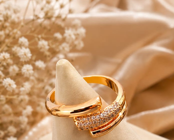 Gold Bold Pavé CZ Panel Ring