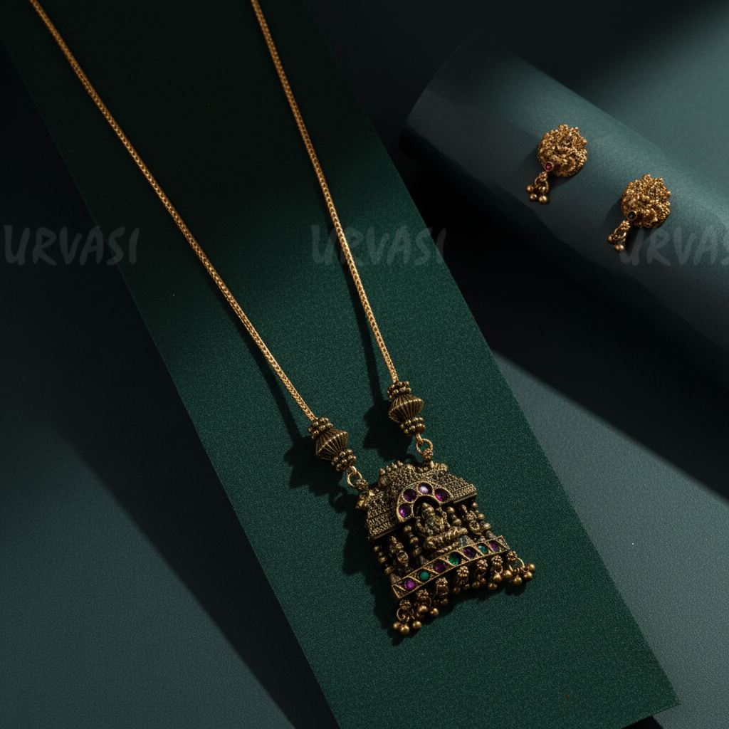 Temple Necklace — Oxidised Dark Gold